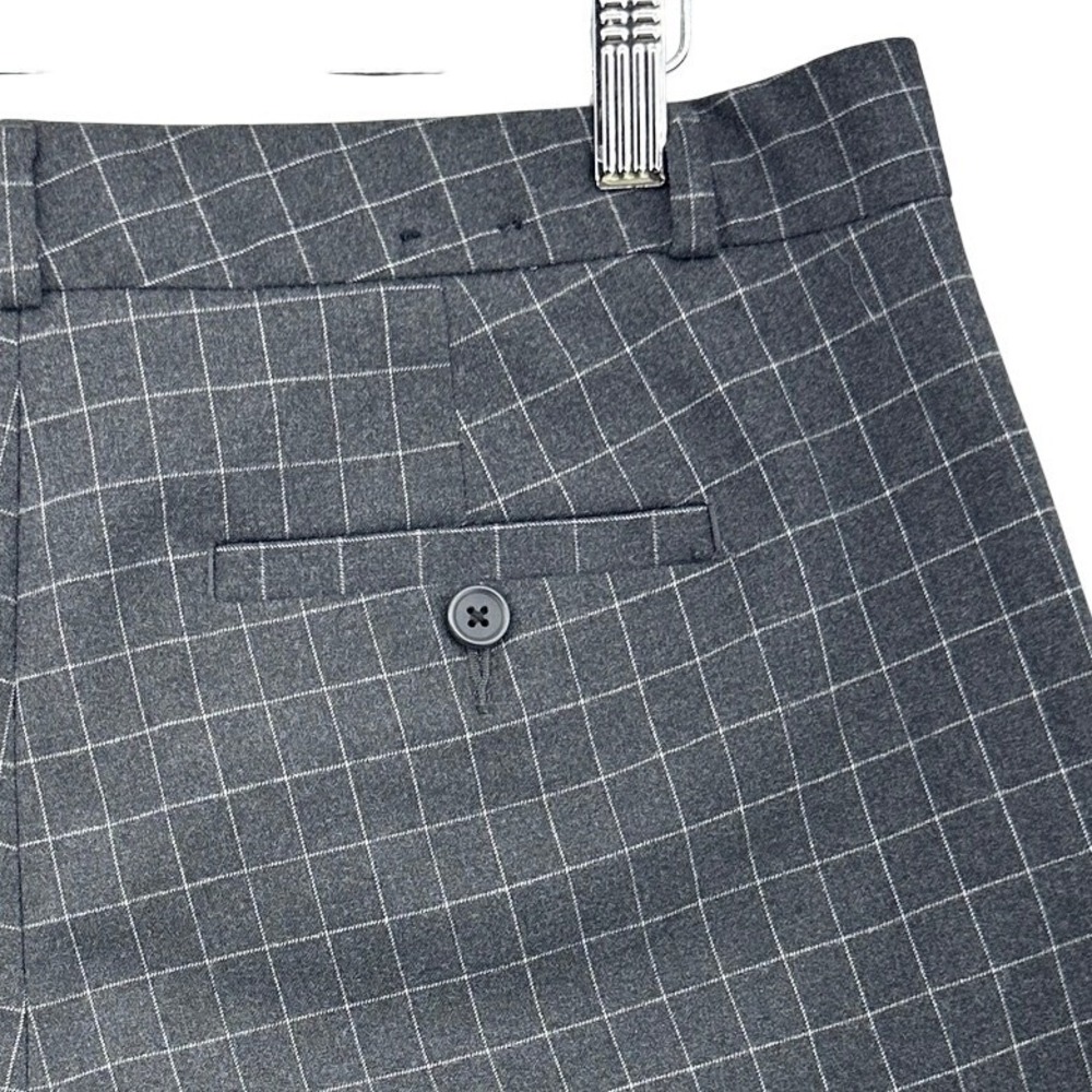 Banana Republic Logan Curvy Fit‎ Charcoal Windowpane Plaid Dress Pants 6 Viscose